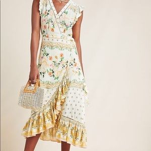 Anthropologie Farm Rio Tea Rose Wrap Maxi Dress